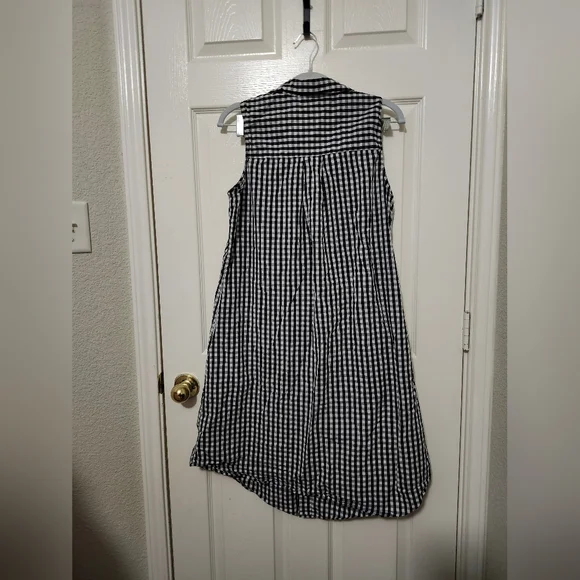 Who What Wear Black White Gingham Sleeveless Button Down Shirt Dress M - Picture 6 of 11